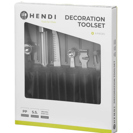 HENDI Dekoriermesserset - 6-teilig – Schwarz – 280 × 100 × 50 mm – weitere Produktansicht