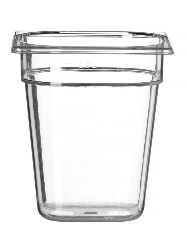 HENDI Gastronorm-Behälter 1 / 6 – Profi Line – GN 1 / 6 – 3.4 l – Transparent – 176 × 162 × 200 mm – Produktansicht