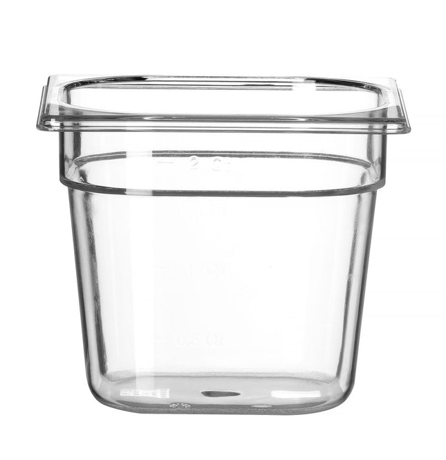 HENDI Gastronorm-Behälter 1 / 6 – Profi Line – GN 1 / 6 – 2.4 l – Transparent – 176 × 162 × 150 mm – Produktansicht