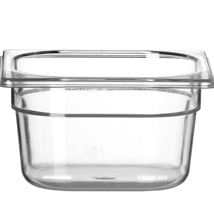 HENDI Gastronorm-Behälter 1 / 6 – Profi Line – GN 1 / 6 – 1.6 l – Transparent – 176 × 162 × 100 mm – Produktansicht