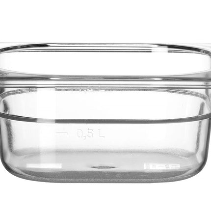 HENDI Gastronorm-Behälter 1 / 6 – Profi Line – GN 1 / 6 – 1 l – Transparent – 176 × 162 × 65 mm – Produktansicht