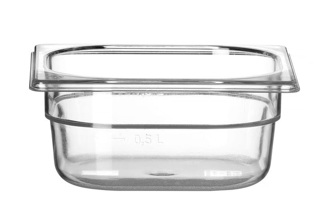 HENDI Gastronorm-Behälter 1 / 6 – Profi Line – GN 1 / 6 – 1 l – Transparent – 176 × 162 × 65 mm – Produktansicht