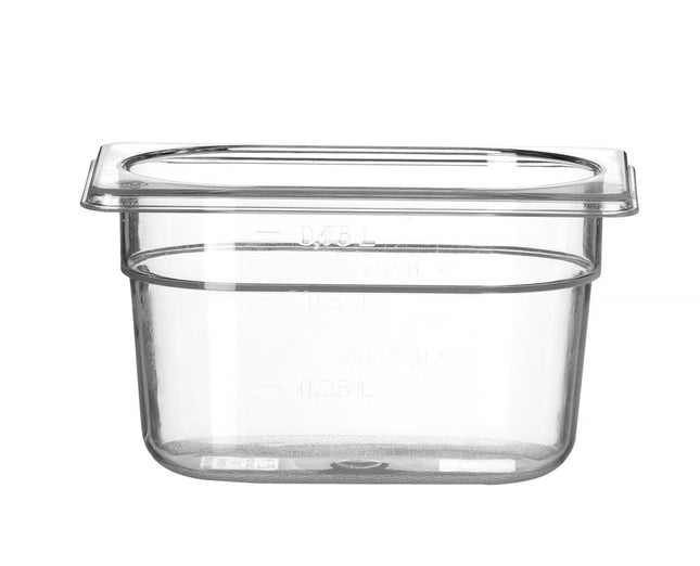 HENDI Gastronorm-Behälter 1 / 9 – Profi Line – GN 1 / 9 – 1 l – Transparent – 176 × 108 × 100 mm – Produktansicht