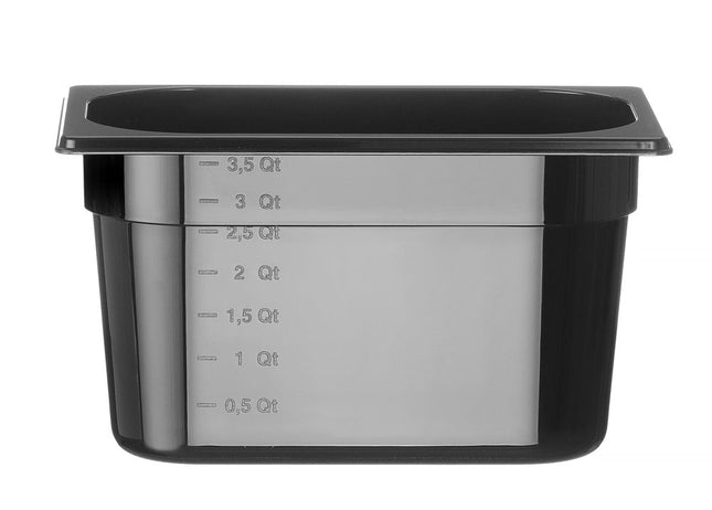 HENDI Gastronorm-Behälter 1 / 4 – Profi Line – GN 1 / 4 – 4 l – Schwarz – 265 × 162 × 150 mm – Produktansicht