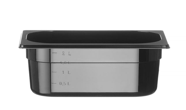 HENDI Gastronorm-Behälter 1 / 4 – Profi Line – GN 1 / 4 – 2.8 l – Schwarz – 265 × 162 × 100 mm – Produktansicht