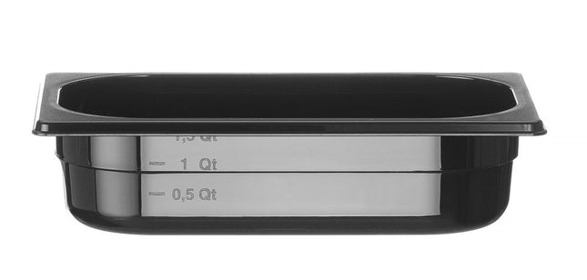 HENDI Gastronorm-Behälter 1 / 4 – Profi Line – GN 1 / 4 – 1.8 l – Schwarz – 265 × 162 × 65 mm – Produktansicht