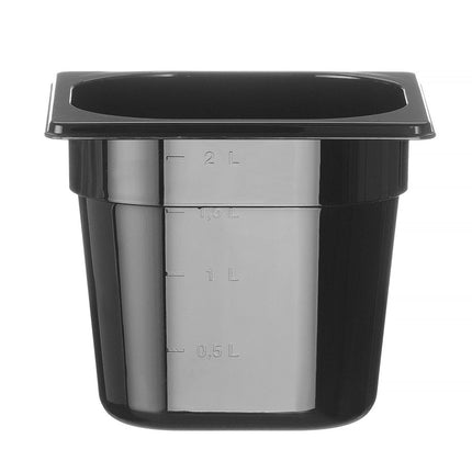 HENDI Gastronorm-Behälter 1 / 6 – Profi Line – GN 1 / 6 – 2.4 l – Schwarz – 176 × 162 × 150 mm – Produktansicht