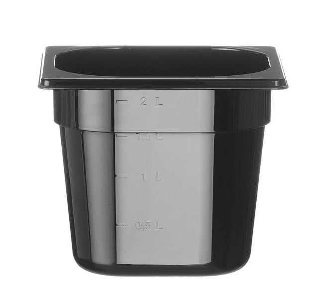 HENDI Gastronorm-Behälter 1 / 6 – Profi Line – GN 1 / 6 – 2.4 l – Schwarz – 176 × 162 × 150 mm – Produktansicht