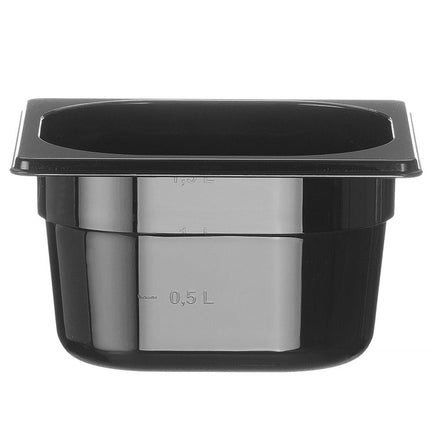 HENDI Gastronorm-Behälter 1 / 6 – Profi Line – GN 1 / 6 – 1.6 l – Schwarz – 176 × 162 × 100 mm – Produktansicht