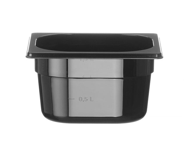 HENDI Gastronorm-Behälter 1 / 6 – Profi Line – GN 1 / 6 – 1.6 l – Schwarz – 176 × 162 × 100 mm – Produktansicht