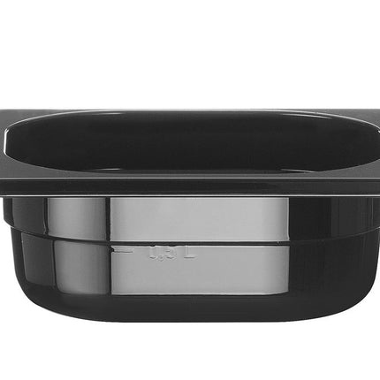 HENDI Gastronorm-Behälter 1 / 6 – Profi Line – GN 1 / 6 – 1 l – Schwarz – 176 × 162 × 65 mm – Produktansicht