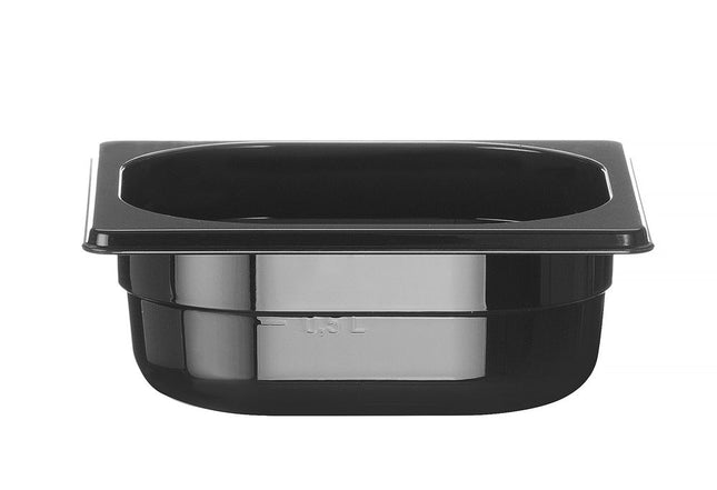 HENDI Gastronorm-Behälter 1 / 6 – Profi Line – GN 1 / 6 – 1 l – Schwarz – 176 × 162 × 65 mm – Produktansicht