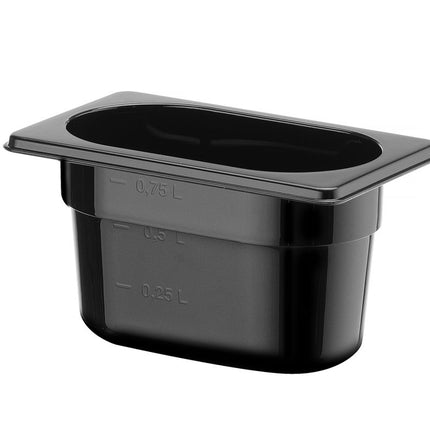 HENDI Gastronorm-Behälter 1 / 9 – GN 1 / 9 – 1 l – Schwarz – 176 × 108 × 100 mm – weitere Produktansicht