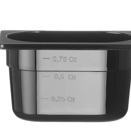 HENDI Gastronorm-Behälter 1 / 9 – GN 1 / 9 – 1 l – Schwarz – 176 × 108 × 100 mm – Produktansicht