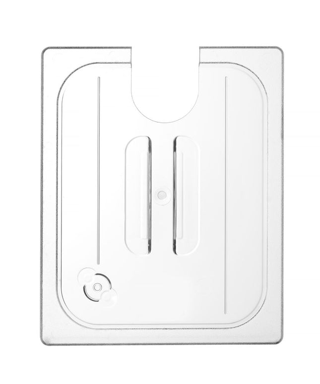 HENDI Gastronorm-Deckel mit Sous-Vide-Stab-Aussparung – GN 1 / 2 – Transparent – 265 × 325 mm – Produktansicht