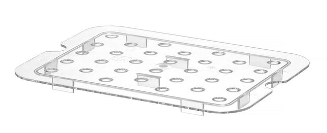 HENDI Perforiertes Abtropfgitter für Gastronorm-Behälter aus Polycarbonat – Profi Line – GN 1 / 2 – Transparent – 265 × 206 mm – Produktansicht
