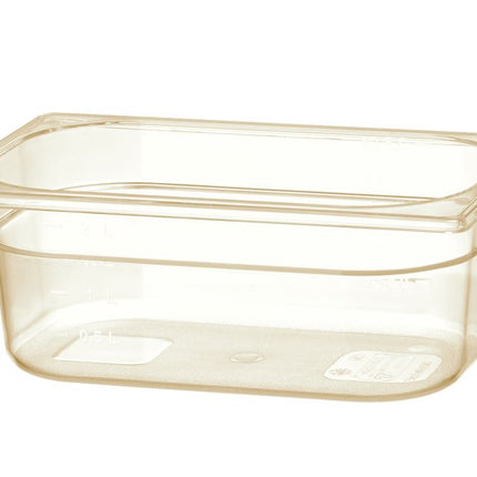 HENDI Gastronorm-Behälter 1 / 4 – hochtemperatubeständig – GN 1 / 4 – 2.6 l – Transparent – 265 × 162 × 100 mm – Produktansicht