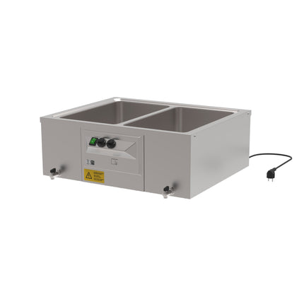 Rieber Tisch-Bain-Marie 2x1/1 m. Ablasshahn – Perspektivansicht
