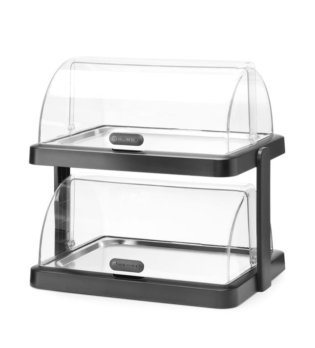 HENDI Rolltop Kühldisplay Duo UNIQ – designed by Robert Bronwasser – Doppelt – Schwarz – 480 × 355 × 480 mm – Rechteckig – Produktansicht