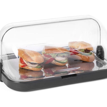 HENDI Roll-Top-Kühldisplay –  einfach – Rechteckig – Dunkelgrau – 440 × 320 × H 205 mm – Detailansicht