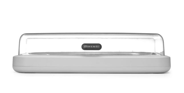 HENDI Kühldisplay UNIQ – designed by Robert Bronwasser – GN 1 / 1 – Weiß – 593 × 389 × 147 mm – Rechteckig – Produktansicht