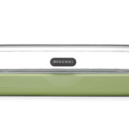 HENDI Kühldisplay UNIQ – designed by Robert Bronwasser – GN 1 / 1 – Grün – 593 × 389 × 147 mm – Rechteckig – Produktansicht