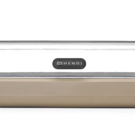 HENDI Kühldisplay UNIQ – designed by Robert Bronwasser – GN 1 / 1 – Beige – 593 × 389 × 147 mm – Rechteckig – Produktansicht