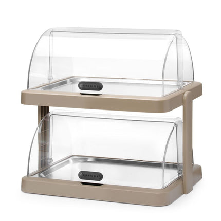 HENDI Rolltop Kühldisplay Duo UNIQ – designed by Robert Bronwasser – Doppelt – Beige – 480 × 355 × 480 mm – Rechteckig – Produktansicht