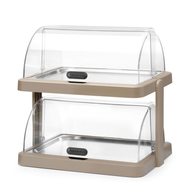 HENDI Rolltop Kühldisplay Duo UNIQ – designed by Robert Bronwasser – Doppelt – Beige – 480 × 355 × 480 mm – Rechteckig – Produktansicht