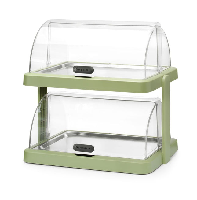 HENDI Rolltop Kühldisplay Duo UNIQ – designed by Robert Bronwasser – Doppelt – Grün – 480 × 355 × 480 mm – Rechteckig – Produktansicht