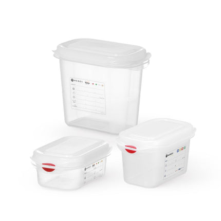 HENDI GN 1 / 9 Behälter –  Polypropylen – 0 – 6 l – Transparent – Rechteckig – 176 × 108 × H 65 mm – Weitere Produktansicht