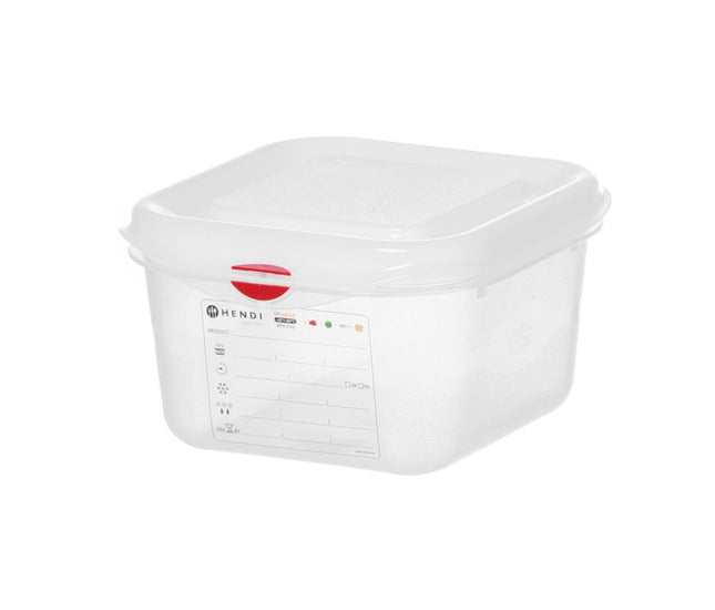 HENDI GN 1 / 6 Behälter –  Polypropylen – 1 – 7 l – Transparent – Rechteckig – 176 × 162 × H 100 mm – Produktansicht