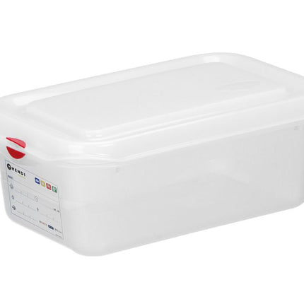 HENDI Behälter GN 1 / 4 Polypropylen – 2 – 8 l – Transparent – Rechteckig – 265 × 162 × H 100 mm – Produktansicht