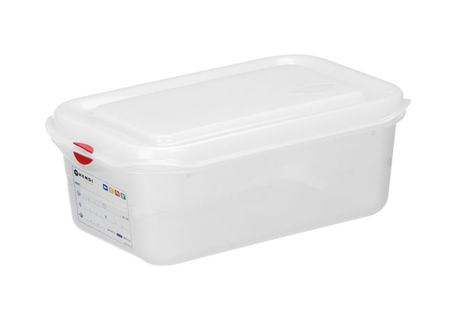 HENDI Behälter GN 1 / 4 Polypropylen – 2 – 8 l – Transparent – Rechteckig – 265 × 162 × H 100 mm – Produktansicht