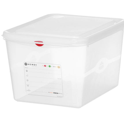 HENDI GN 1 / 2 Behälter –  Polypropylen – 12 – 5 l – Transparent – Rechteckig – 325 × 265 × H 200 mm – Produktansicht