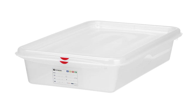 HENDI GN 2 / 3 Behälter –  Polypropylen – 9 l – Transparent – Rechteckig – 354 × 325 × H 100 mm – Produktansicht