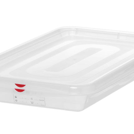 HENDI GN 1 / 1 Behälter –  Polypropylen – 8 l – Transparent – Rechteckig – 530 × 325 × H 65 mm – Produktansicht