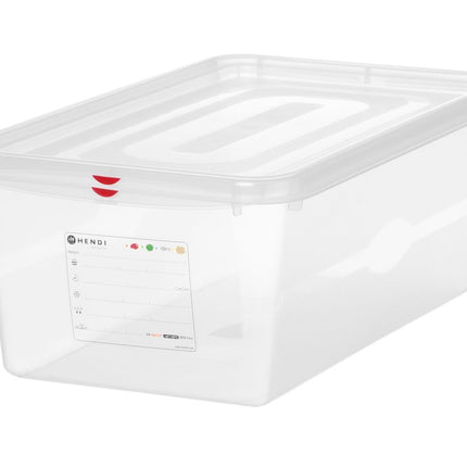 HENDI GN 1 / 1 Behälter –  Polypropylen – 28 l – Transparent – Rechteckig – 530 × 325 × H 200 mm – Produktansicht
