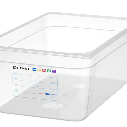 HENDI Gastronorm-Behälter 1 / 1 – GN 1 / 1 – 28 l – Transparent – 530 × 325 × 200 mm – Produktansicht