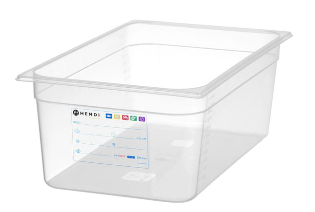 HENDI Gastronorm-Behälter 1 / 1 – GN 1 / 1 – 28 l – Transparent – 530 × 325 × 200 mm – Produktansicht