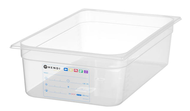 HENDI Gastronorm-Behälter 1 / 1 – GN 1 / 1 – 21 l – Transparent – 530 × 325 × 150 mm – Produktansicht
