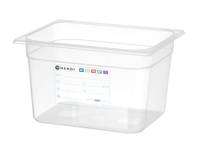 HENDI Gastronorm-Behälter 1 / 2 – GN 1 / 2 – 12.5 l – Transparent – 325 × 265 × 200 mm – Produktansicht