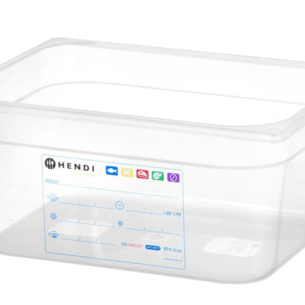 HENDI Gastronorm-Behälter 1 / 2 – GN 1 / 2 – 9.5 l – Transparent – 325 × 265 × 150 mm – Produktansicht