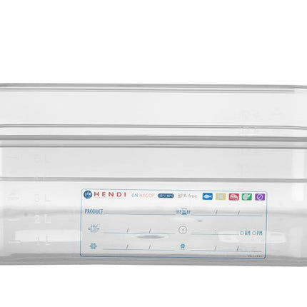 HENDI Gastronorm-Behälter 1 / 2 – GN 1 / 2 – 6.5 l – Transparent – 325 × 265 × 100 mm – Produktansicht