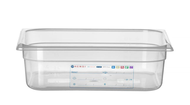 HENDI Gastronorm-Behälter 1 / 2 – GN 1 / 2 – 6.5 l – Transparent – 325 × 265 × 100 mm – Produktansicht