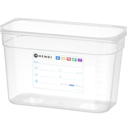 HENDI Gastronorm-Behälter 1 / 3 – GN 1 / 3 – 7.8 l – Transparent – 325 × 176 × 200 mm – Produktansicht