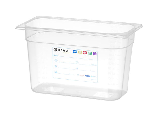 HENDI Gastronorm-Behälter 1 / 3 – GN 1 / 3 – 7.8 l – Transparent – 325 × 176 × 200 mm – Produktansicht