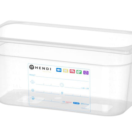 HENDI Gastronorm-Behälter 1 / 3 – GN 1 / 3 – 5.7 l – Transparent – 325 × 176 × 150 mm – Produktansicht