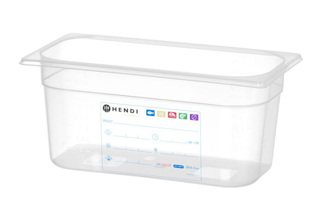 HENDI Gastronorm-Behälter 1 / 3 – GN 1 / 3 – 5.7 l – Transparent – 325 × 176 × 150 mm – Produktansicht