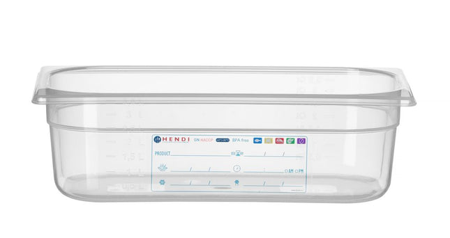 HENDI Gastronorm-Behälter 1 / 3 – GN 1 / 3 – 4 l – Transparent – 325 × 176 × 100 mm – Produktansicht